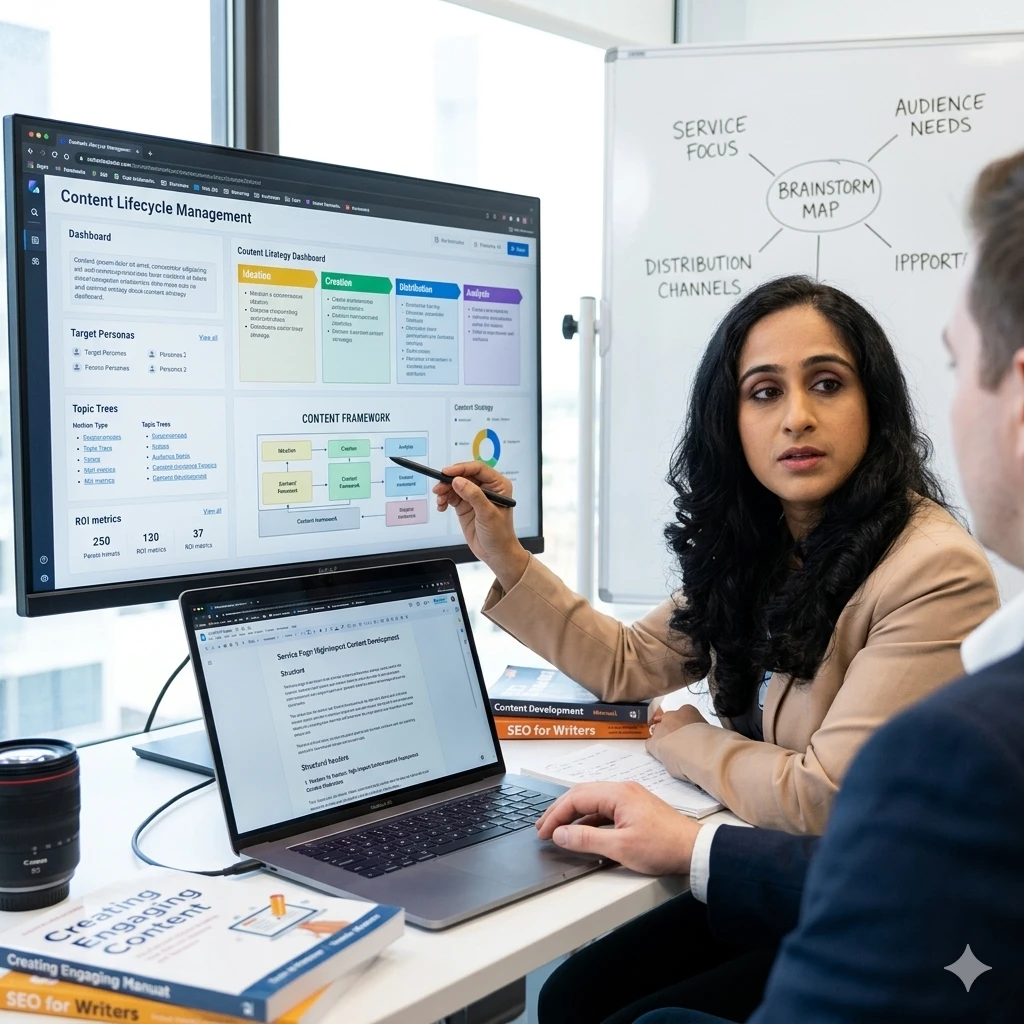 Digital Marketing Consultant discussing Content Strategy