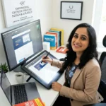 Freelance Digital Marketer in Trivandrum sitting in front of Desktop and designing website